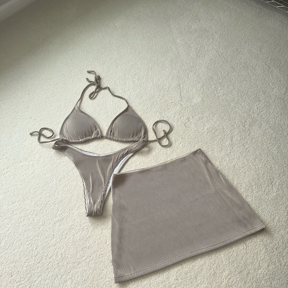 Three Piece Bikini/Skirt Set- Size XL